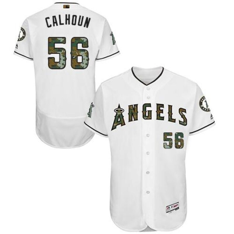 6863585b9ded8_1 Angels of Anaheim #56 Kole Calhoun White Flexbase Authentic Collection 2016 Memorial Day Stitched MLB Jersey