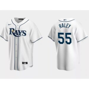 6863588210102_1 Men's Tampa Bay Rays #55 Luke Raley White Cool Base Stitched Baseball Jersey