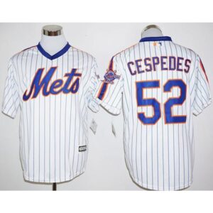 686359ec498f1_1 Mets #52 Yoenis Cespedes White(Blue Strip) Cool Base Cooperstown 25TH Stitched MLB Jersey