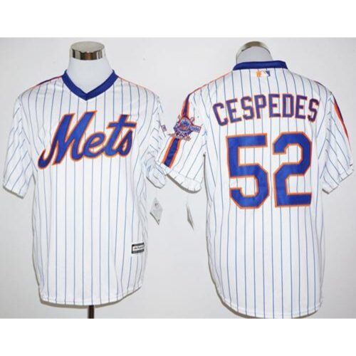 686359ec498f1_1 Mets #52 Yoenis Cespedes White(Blue Strip) Cool Base Cooperstown 25TH Stitched MLB Jersey
