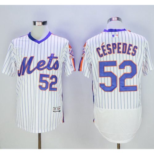 686359f610d09_1 Mets #52 Yoenis Cespedes White(Blue Strip) Flexbase Authentic Collection Alternate Stitched MLB Jersey