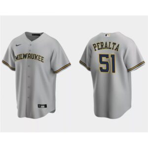 68635b0c85af5_1 Men's Milwaukee Brewers #51 Freddy Penalta Grey Cool Base Stitched Jersey