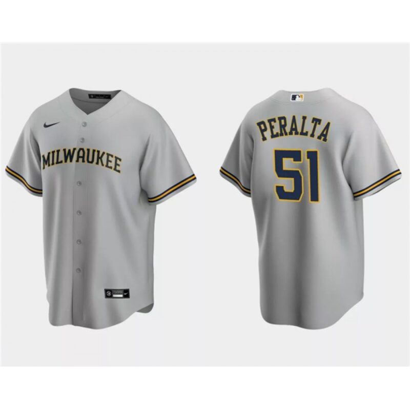 68635b0c85af5_1 Men's Milwaukee Brewers #51 Freddy Penalta Grey Cool Base Stitched Jersey