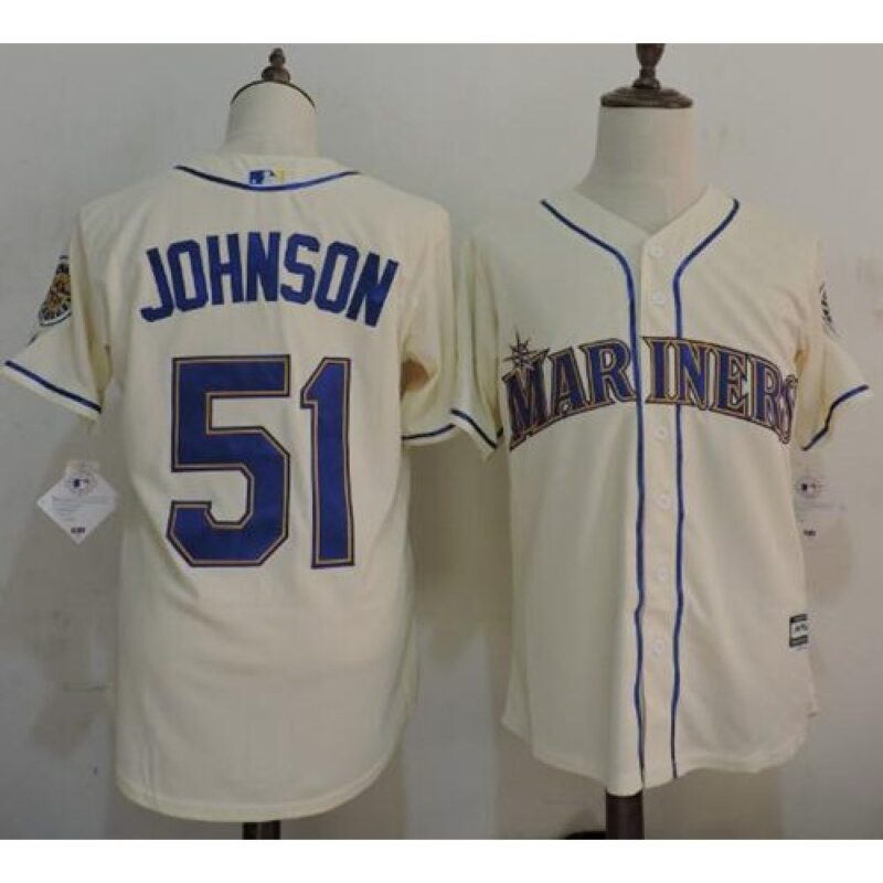 68635b33e5a87_1 Mariners #51 Randy Johnson Cream New Cool Base Stitched MLB Jersey