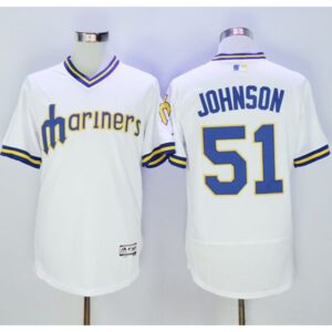 68635b57b4b60_1 Mariners #51 Randy Johnson White Flexbase Authentic Collection Cooperstown Stitched MLB Jersey