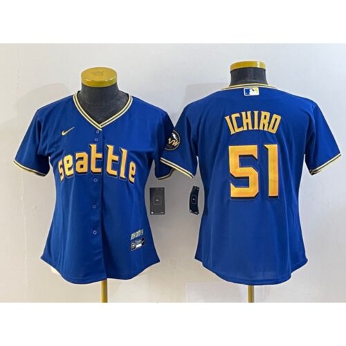 68635b6145657_1 Women's Seattle Mariners #51 ichiro Suzuki Royal 2023 City Connect Stitched Baseball Jersey(Run Small)