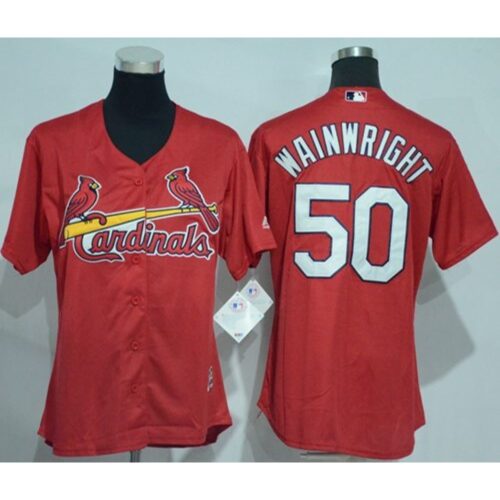 68635b761563b_1 Cardinals #50 Adam Wainwright Red Women's Alternate Stitched MLB Jersey