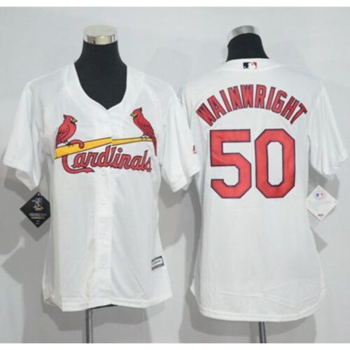 68635b78b4e01_1 Cardinals #50 Adam Wainwright White Women's Home Stitched MLB Jersey