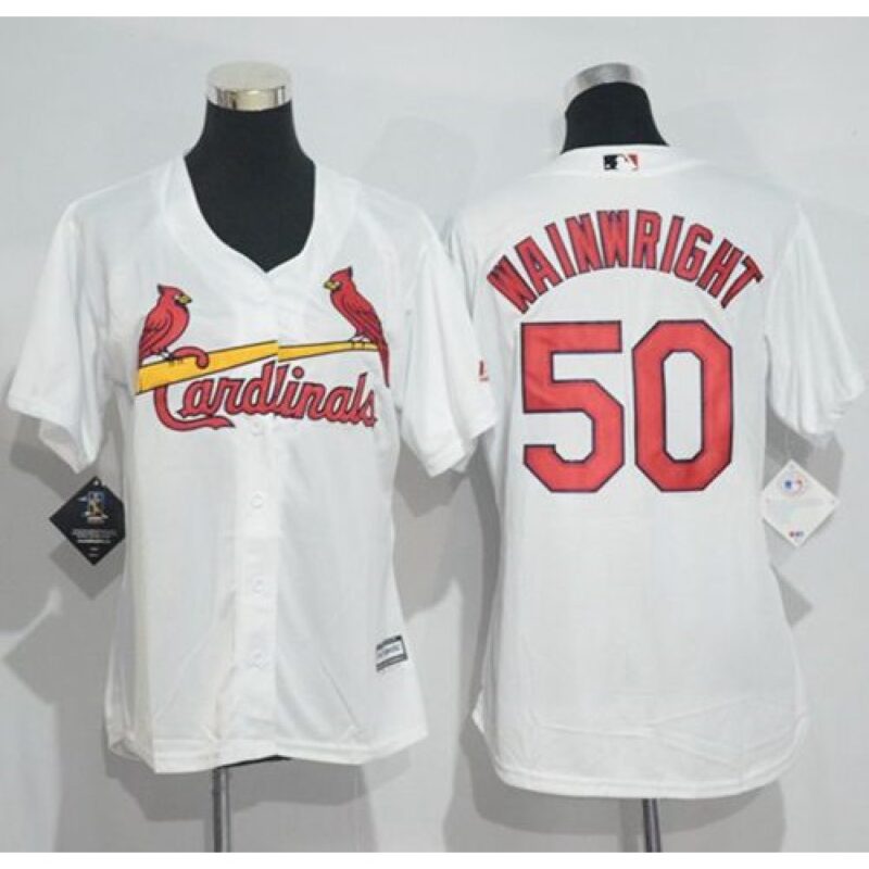 68635b78b4e01_1 Cardinals #50 Adam Wainwright White Women's Home Stitched MLB Jersey