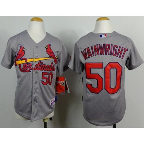 68635b7ba4a5c_1 Cardinals #50 Adam Wainwright Grey Cool Base Stitched Youth MLB Jersey