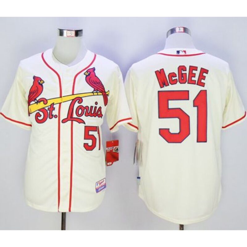 68635b814b6b8_1 Cardinals #51 Willie McGee Cream Cool Base Stitched MLB Jersey
