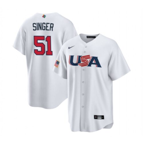 68635b9de4ef4_1 Men's USA Baseball #51 Brady Singer 2023 White World Baseball Classic Stitched Jersey