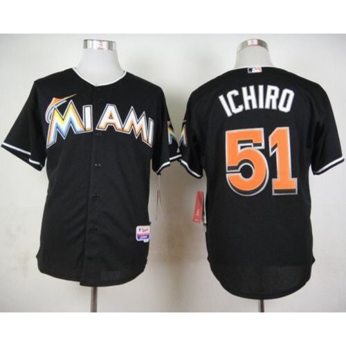 68635ba0e8a55_1 marlins #51 ichiro Suzuki Black Cool Base Stitched MLB Jersey