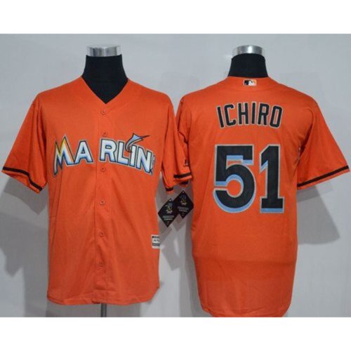 68635baddd588_1 marlins #51 ichiro Suzuki Orange New Cool Base Stitched MLB Jersey