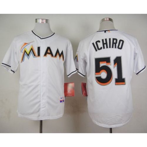 68635bb11fc02_1 marlins #51 ichiro Suzuki White Cool Base Stitched MLB Jersey