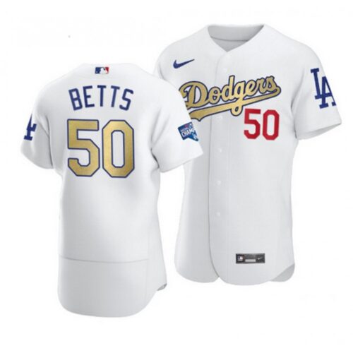 68635bdeecda0_1 Women's Los Angeles Dodgers #50 Mookie Betts 2020 White Gold World Series Champions Patch Sttiched Baseball Jersey(Run Small)