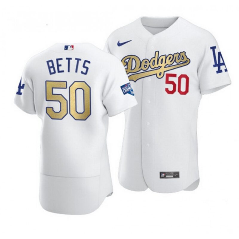 68635bdeecda0_1 Women's Los Angeles Dodgers #50 Mookie Betts 2020 White Gold World Series Champions Patch Sttiched Baseball Jersey(Run Small)