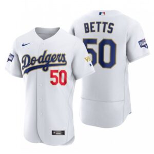 68635be1a57fa_1 Women's Los Angeles Dodgers #50 Mookie Betts White Gold Championship Stitched MLB Jersey(Run Small)