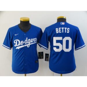 68635be452c01_1 Youth Los Angeles Dodgers #50 Mookie Betts Blue Cool Base Stitched MLB Jersey