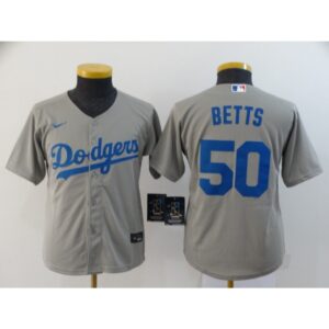 68635be9ce3a9_1 Youth Los Angeles Dodgers #50 Mookie Betts Grey Cool Base Stitched MLB Jersey