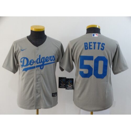 68635be9ce3a9_1 Youth Los Angeles Dodgers #50 Mookie Betts Grey Cool Base Stitched MLB Jersey