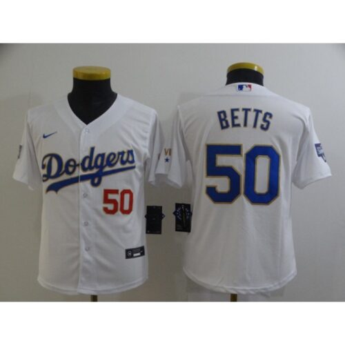68635bf83e578_1 Youth Los Angeles Dodgers #50 Mookie Betts White Gold Championship Cool Base Stitched Jersey