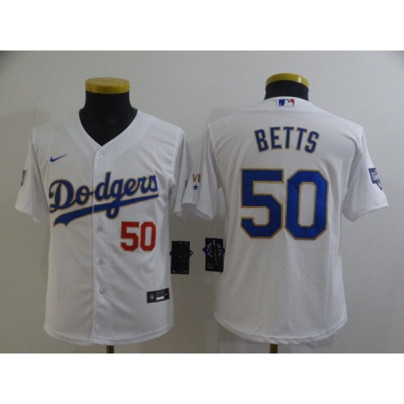 68635bf83e578_1 Youth Los Angeles Dodgers #50 Mookie Betts White Gold Championship Cool Base Stitched Jersey