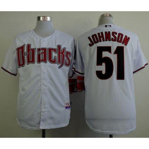68635c0a8dbed_1 Diamondbacks #51 Randy Johnson White Cool Base Stitched MLB Jersey
