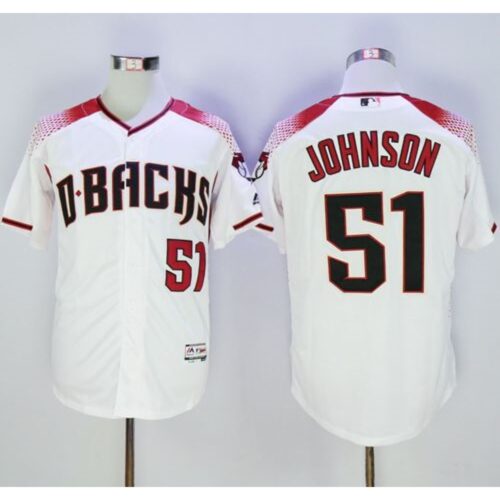 68635c1151e2a_1 Diamondbacks #51 Randy Johnson White/Brick New Cool Base Stitched MLB Jersey