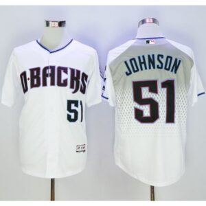 68635c14b157f_1 Diamondbacks #51 Randy Johnson White/Capri New Cool Base Stitched MLB Jersey