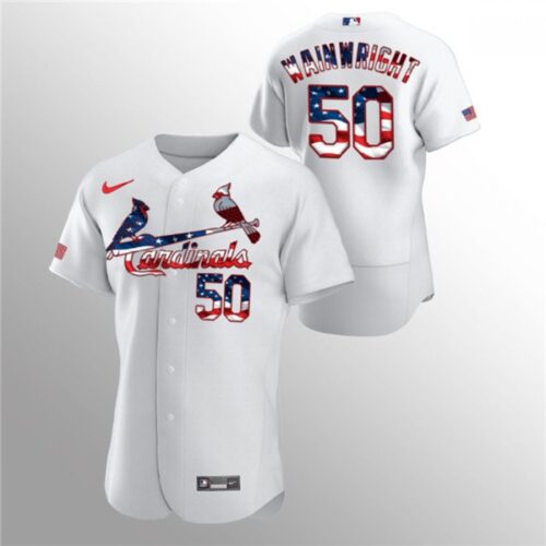 68635c3f9d1db_1 Men's St. Louis Cardinals #50 Adam Wainwright White 2020 Stars & Stripes Flex Base Stitched Jersey