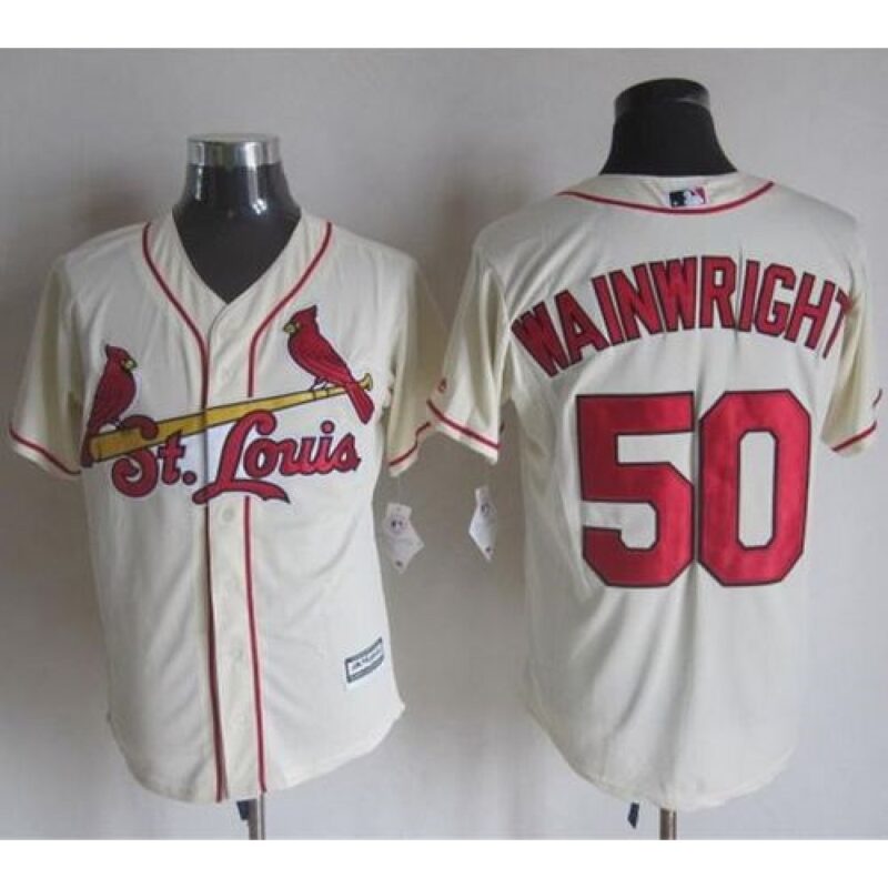 68635c42d2299_1 Cardinals #50 Adam Wainwright Cream New Cool Base Stitched MLB Jersey