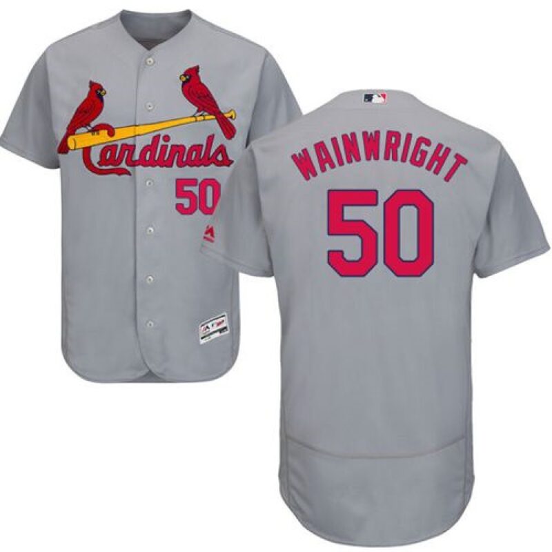 68635c614cb8d_1 Cardinals #50 Adam Wainwright Grey Flexbase Authentic Collection Stitched MLB Jersey