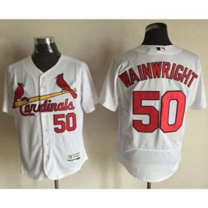 68635c67cee9b_1 Cardinals #50 Adam Wainwright White Flexbase Authentic Collection Stitched MLB Jersey