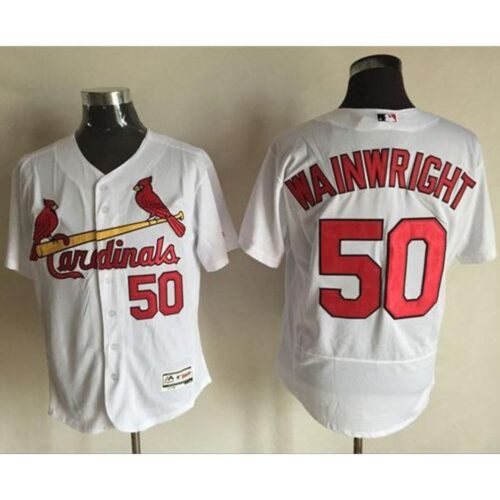 68635c67cee9b_1 Cardinals #50 Adam Wainwright White Flexbase Authentic Collection Stitched MLB Jersey