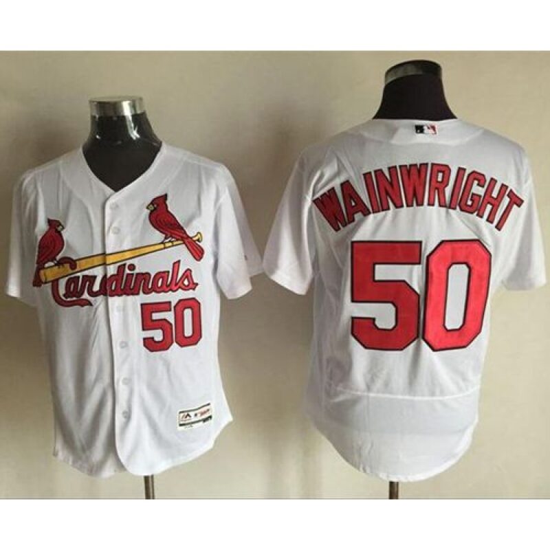 68635c67cee9b_1 Cardinals #50 Adam Wainwright White Flexbase Authentic Collection Stitched MLB Jersey
