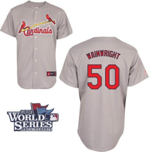 68635c86a7c5d_1 Cardinals #50 Adam Wainwright Grey Cool Base 2013 World Series Patch Stitched MLB Jersey