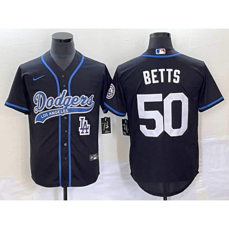 68635cbc3fb66_1 Men's Los Angeles Dodgers #50 Mookie Betts Black With Patch Cool Base Stitched Baseball Jersey