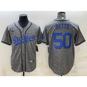 68635cf34532c_1 Men's Los Angeles Dodgers #50 Mookie Betts Grey Cool Base Stitched Jersey