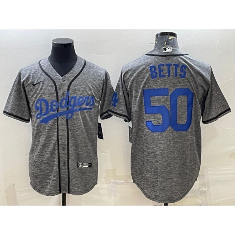 68635cf34532c_1 Men's Los Angeles Dodgers #50 Mookie Betts Grey Cool Base Stitched Jersey