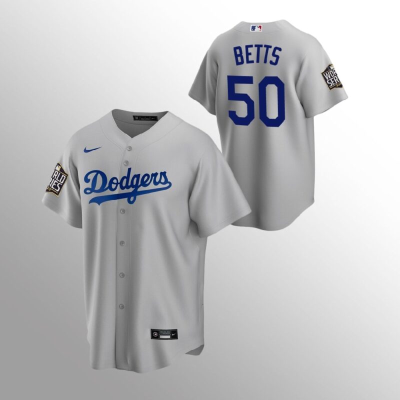 68635cf674950_1 Men's Los Angeles Dodgers #50 Mookie Betts Grey 2020 World Series Bound stitched Jersey