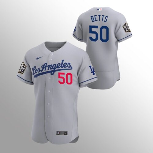 68635cf9c6be9_1 Men's Los Angeles Dodgers #50 Mookie Betts Grey 2020 World Series Bound stitched Jersey