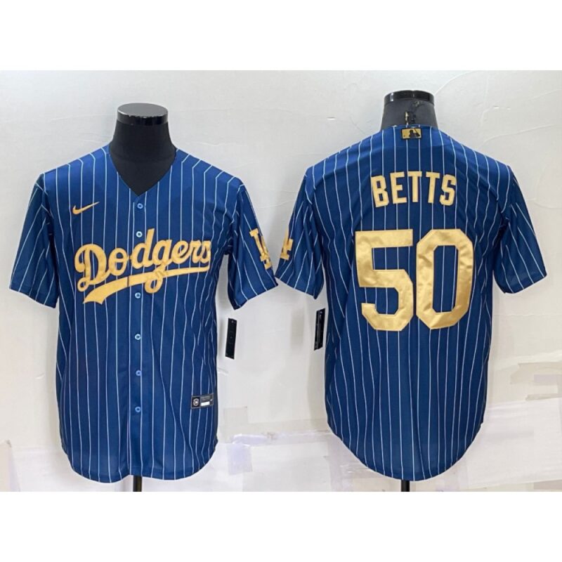 68635d0081b70_1 Men's Los Angeles Dodgers #50 Mookie Betts Navy Gold Cool Base Stitched Baseball Jersey