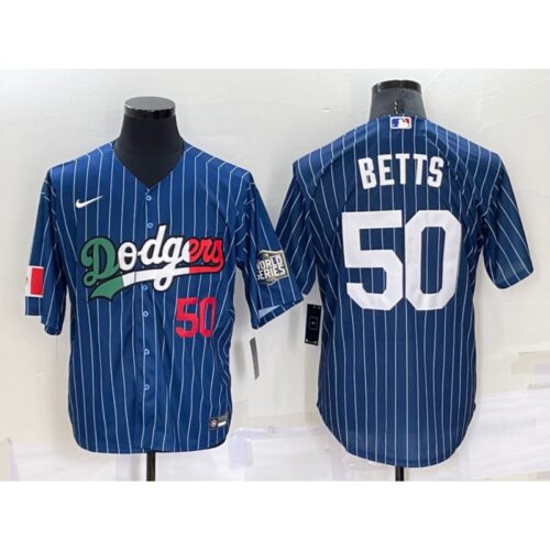 68635d073dafd_1 Men's Los Angeles Dodgers #50 Mookie Betts Navy Mexico World Series Cool Base Stitched Baseball Jersey
