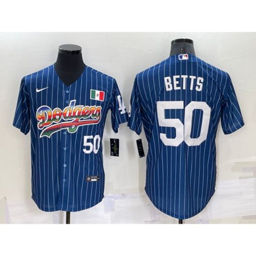 68635d18198d2_1 Men's Los Angeles Dodgers #50 Mookie Betts Navy Mexico Rainbow Cool Base Stitched Baseball Jersey