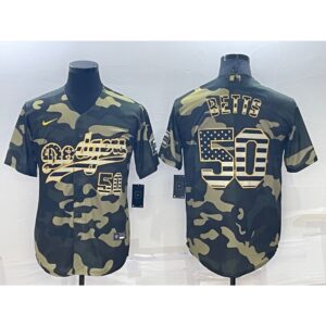 68635d1e5b71e_1 Men's Los Angeles Dodgers #50 Mookie Betts Olive Cool Base Stitched Baseball Jersey