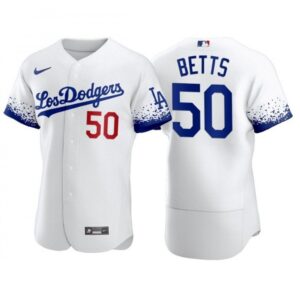 68635d398e8fa_1 Men's Los Angeles Dodgers #50 Mookie Betts 2021 White City Connect Flex Base Stitched Baseball Jersey