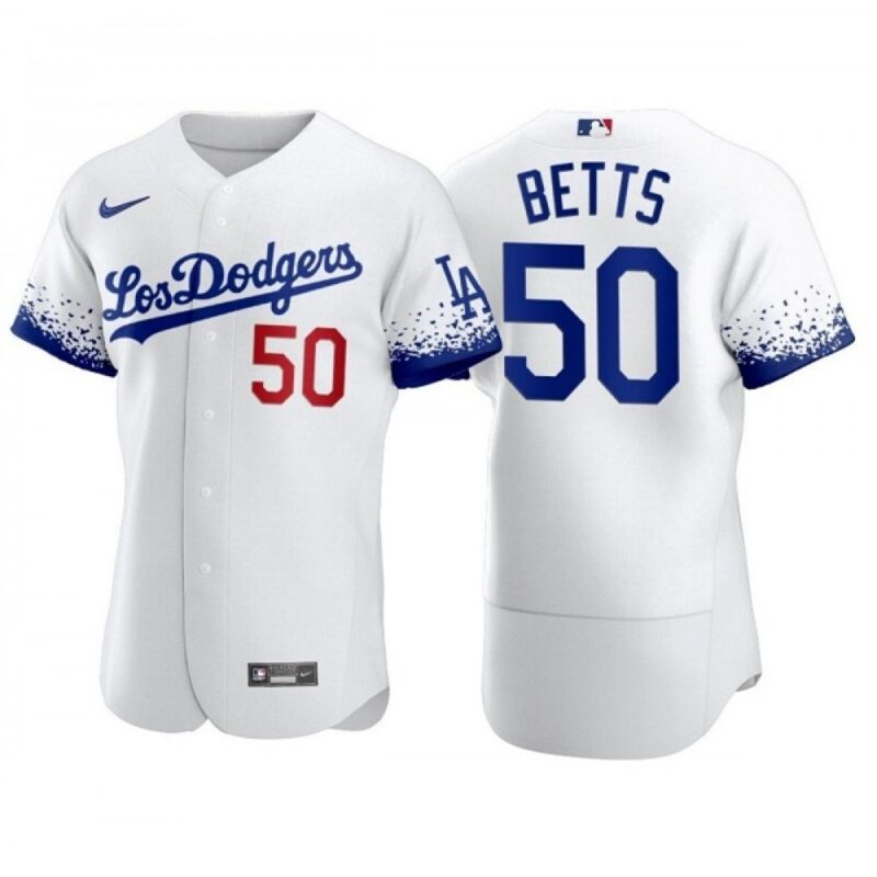 68635d398e8fa_1 Men's Los Angeles Dodgers #50 Mookie Betts 2021 White City Connect Flex Base Stitched Baseball Jersey