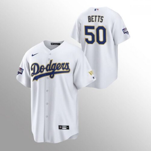 68635d3cc7b22_1 Men's Los Angeles Dodgers #50 Mookie Betts White Gold Championship Cool Base Stitched Jersey