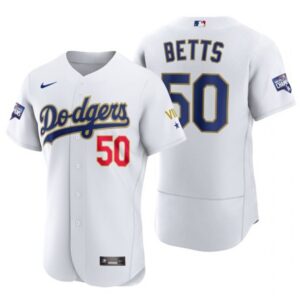 68635d402a172_1 Men's Los Angeles Dodgers #50 Mookie Betts White Gold Championship Flex Base Sttiched MLB Jersey